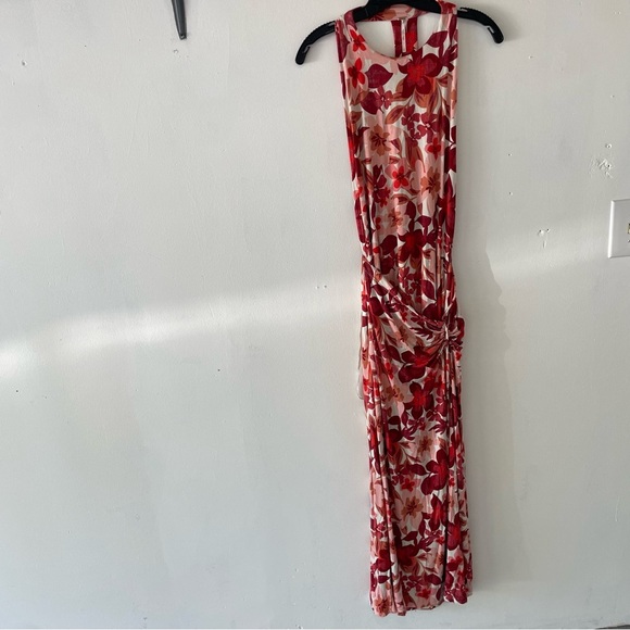 Free People Mimi Pink Red Floral Ruched Beachy Flowy Maxi Dress 37625 - Picture 2 of 14